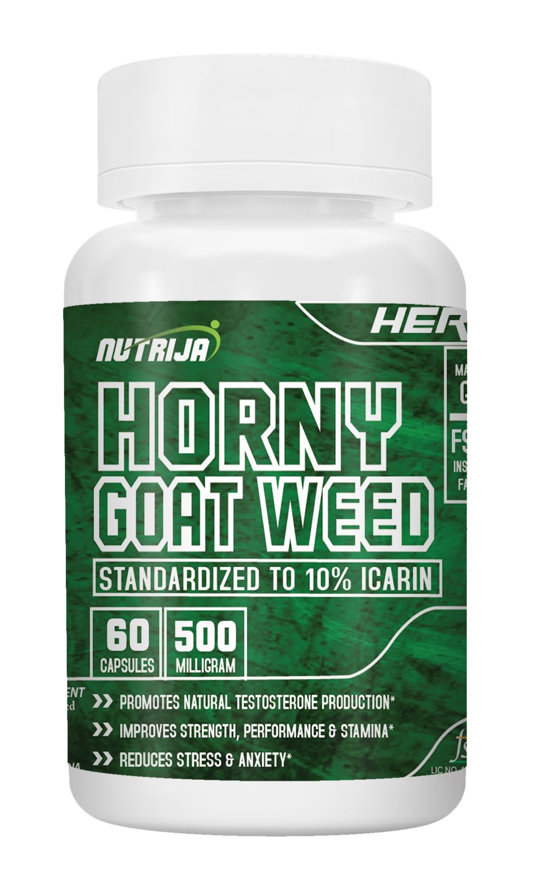 NutriJa Horny Goat Weed Extract 500mg - 60 Capsules