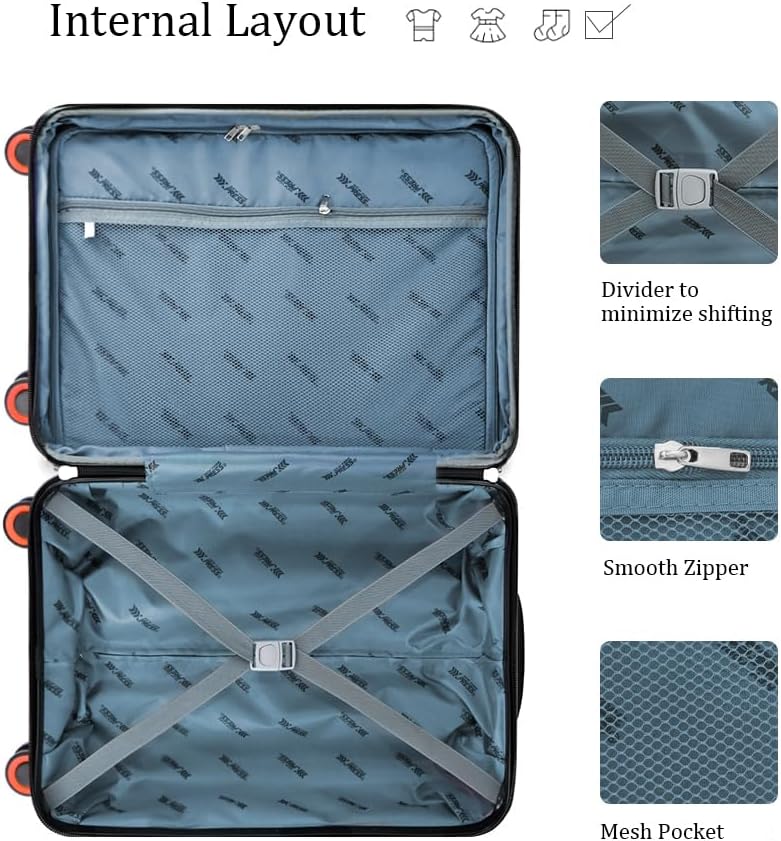 3 Piece Luggage Sets（20/24/28in） Luggage with Password Lock,Large Luggage with Spinner Wheels,Travel Luggage for Men Women,Orange