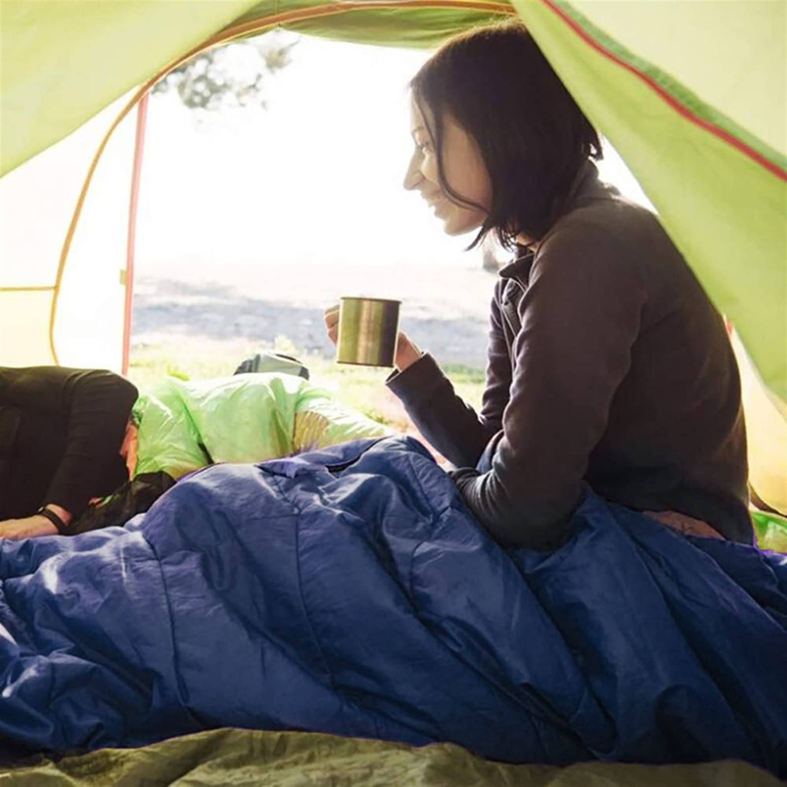 sábanas de Viaje para Camping, Saco de Dormir con Capucha sobre algodón Multicolor Invierno cálido frío Camping Senderismo Oficina