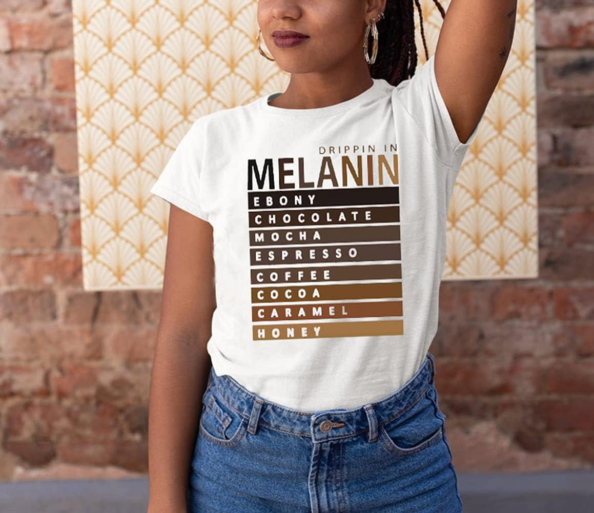 Drippin in Melanin T-Shirt Afro Women Funny Letter Print Tshirts Black Queen Graphic Tee Tops Short Sleeve Shirt - Image 3