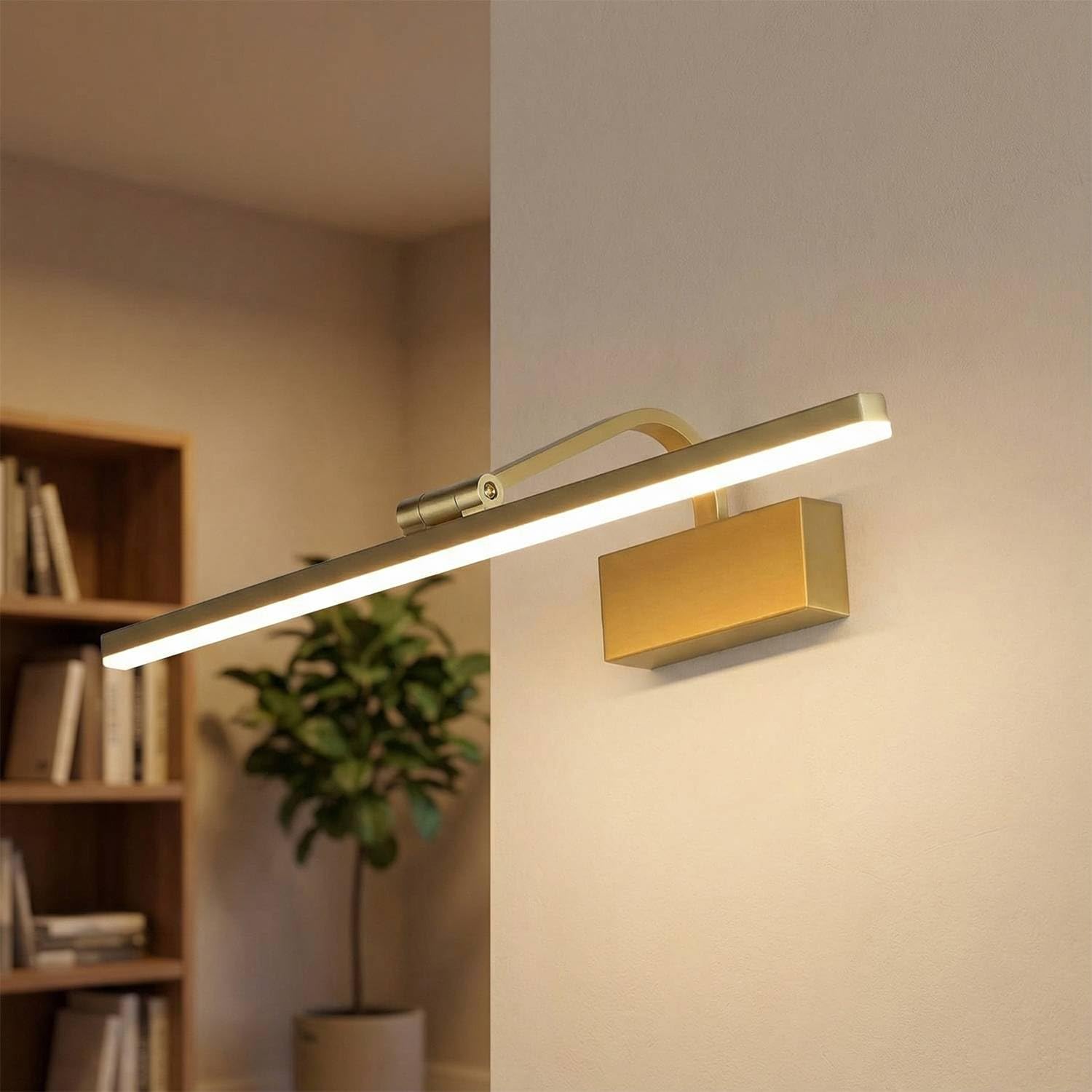 Lámpara cuadro LED regulable W: 51 cm en latón mate 3000 K 679 lm metal Art Nouveau lámpara cuadro salón pasillo espejo luz
