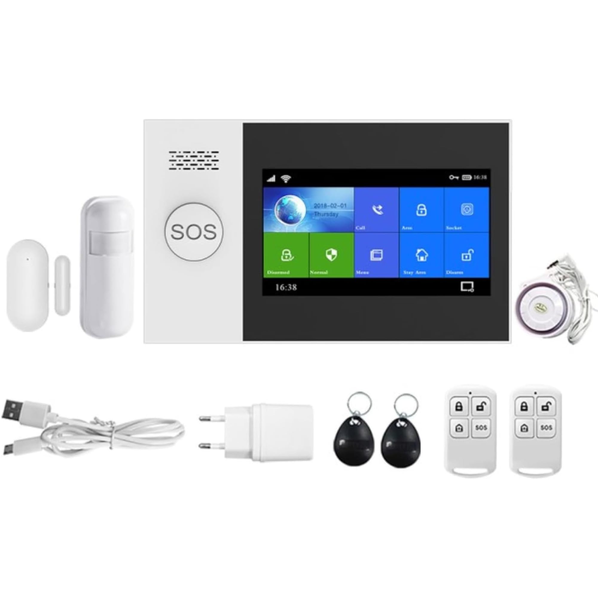 JANDEI - Kit Alarma Hogar y Negocio Inalámbrica Compatible con Tuya Smart App, Google Home y Amazon Alexa. Conexión gsm, Llamada Telefónica