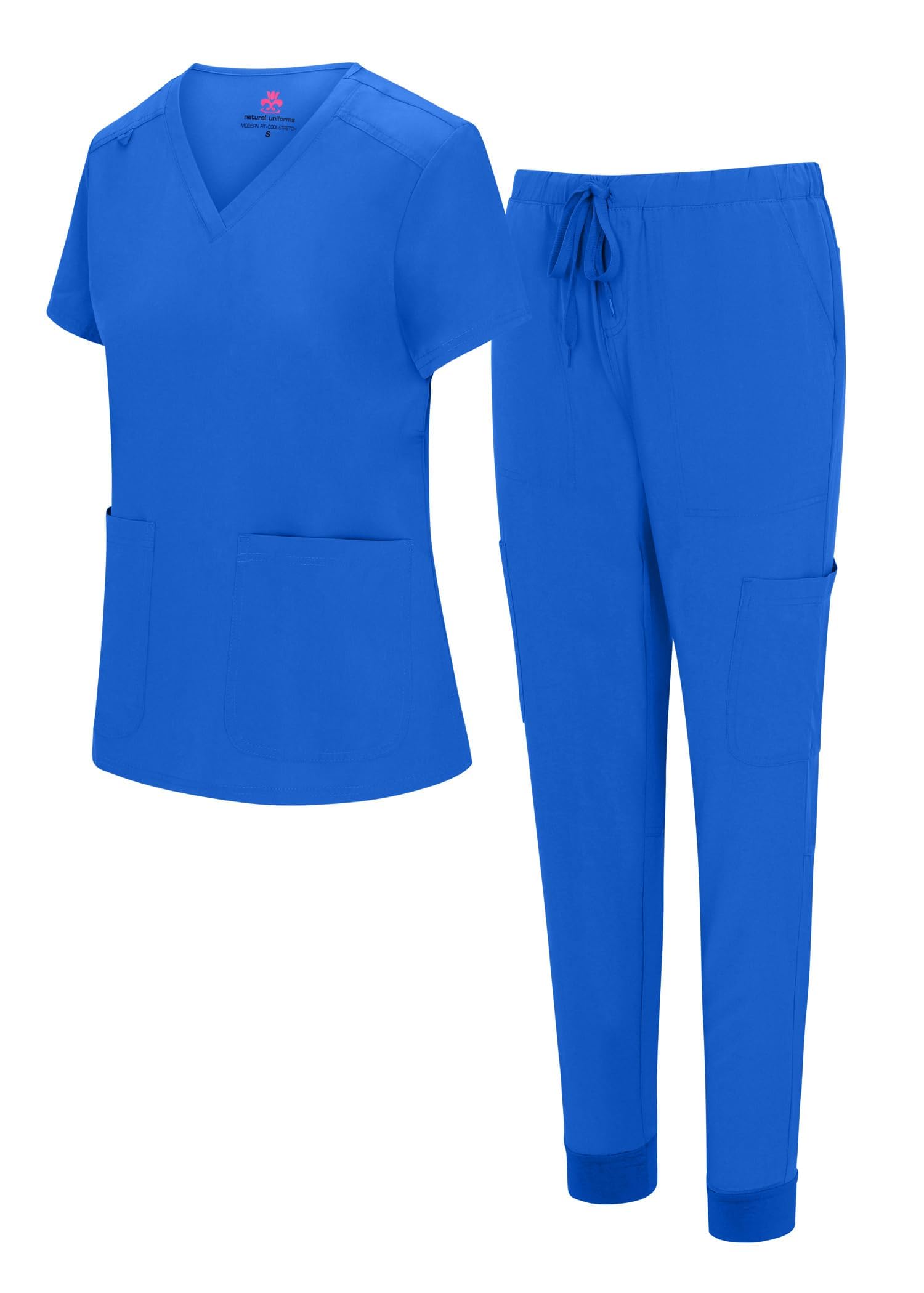 Natural UniformsWomens Essential Cool Stretch Jogger Scrub Set with Regular and Petite Sizes