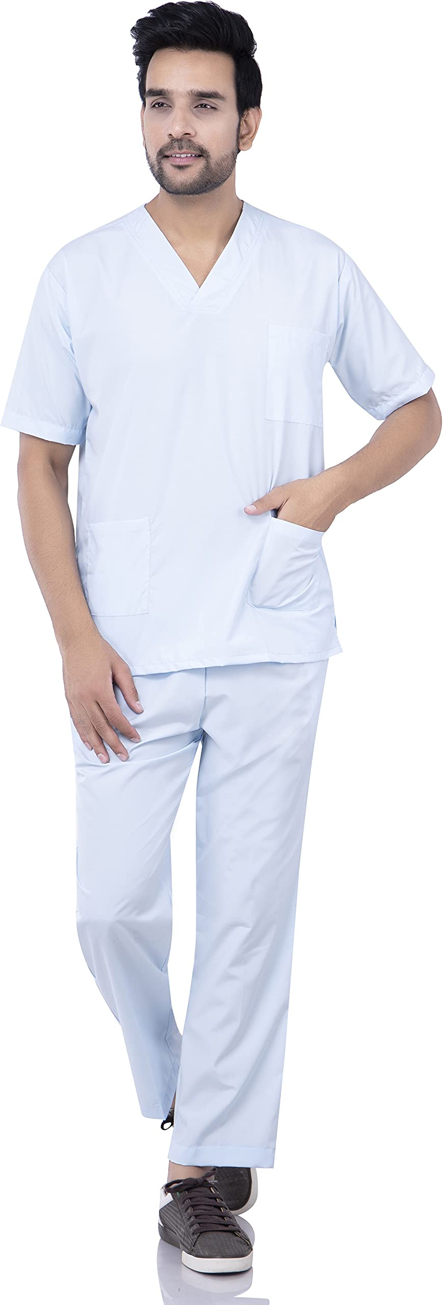 Badoli Collection Mens Hospital Scrub/Dress/Uniform/Suit - Ideal for Doctors, Nurses, Dentists and Healthcare Professionals(White L) (B09DR2H45N) Amazon Price History, Amazon Price Tracker