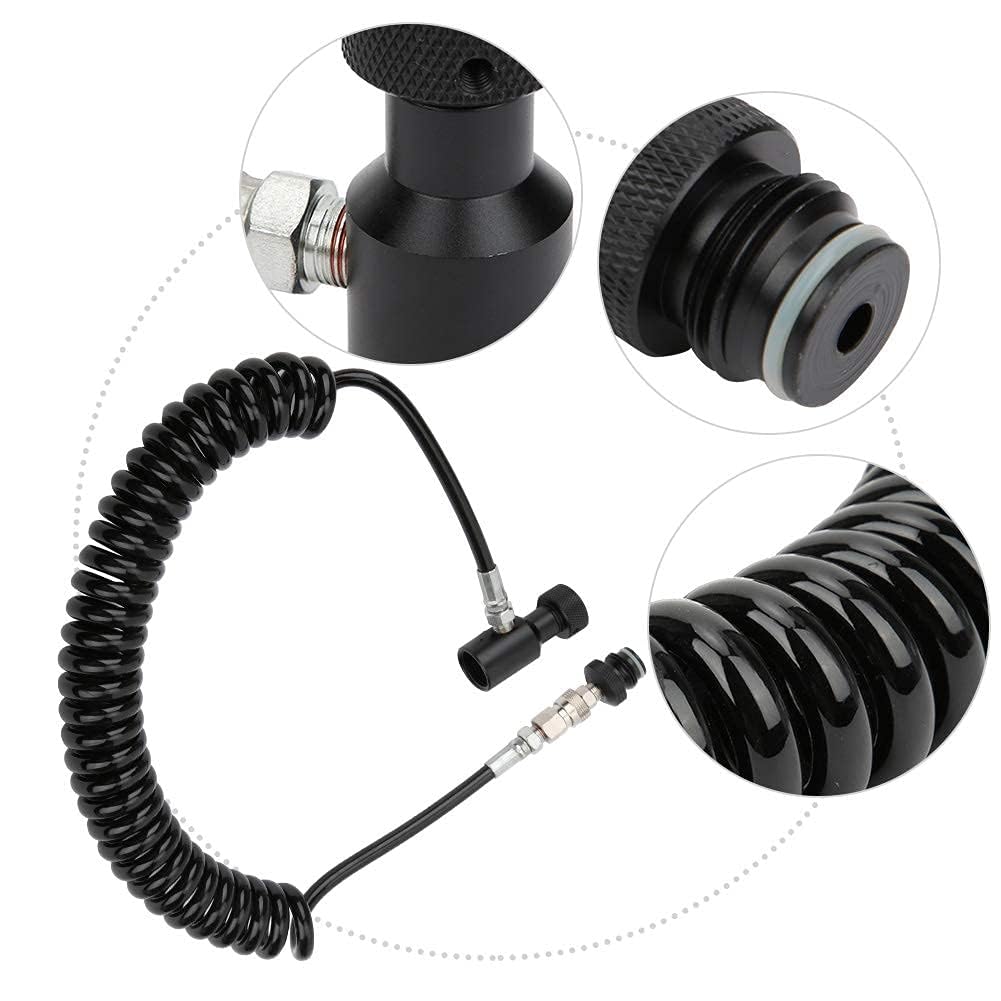 Alomejor Adaptateur Paintball 207 Bar, Manomètre intégré Adaptateur HPA Tuyau ondulé Aluminium pour Joueurs entraînements scénarios Airsoft