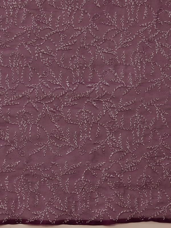 Image of Ada Hand Embroidered Lucknowi Chikankari Georgette Saree for Women with Unstitched Blouse Piece Tepchi Saree-3590