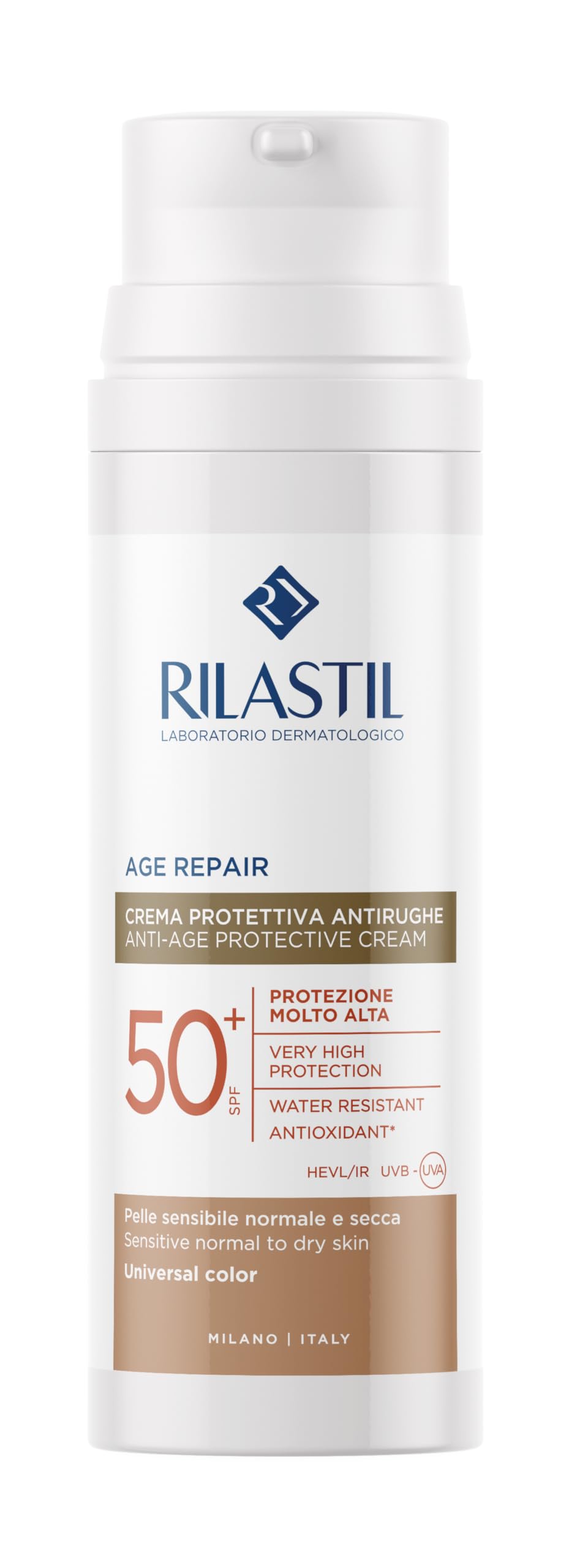 Rilastil Sun System Age Repair Fotoprotector Antiedad SPF50+ Color, Hidratante y Reafirmante, Para Todo Tipo de Piel - 50 ml