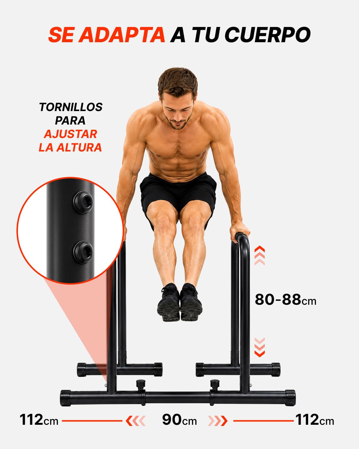 ManiBoom Barras Paralelas Calistenia Ancho y Altura AJUSTABLE Carga 150kg - Barra Fondos Agarre ERGONOMICO para gimnasia en Casa - Dip Bar Calisthenics - Pull up Station - Bars Paralletes
