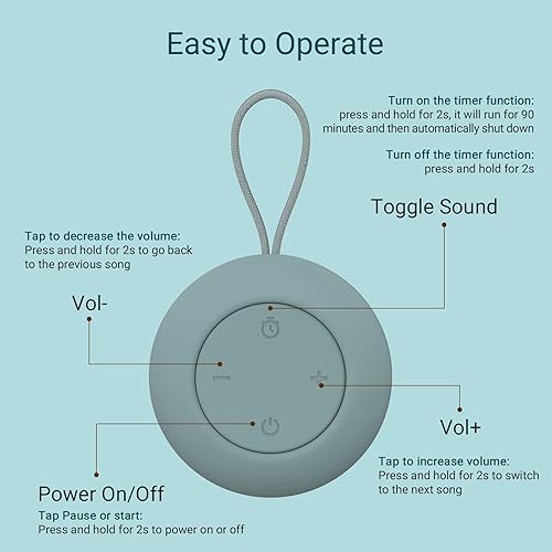 Miniatura 6 de Máquina de sonido portátil para bebés ruido blanco para bebés, niños y adultos sueño tranquilo función de temporizador 12 sonidos relajantes 15