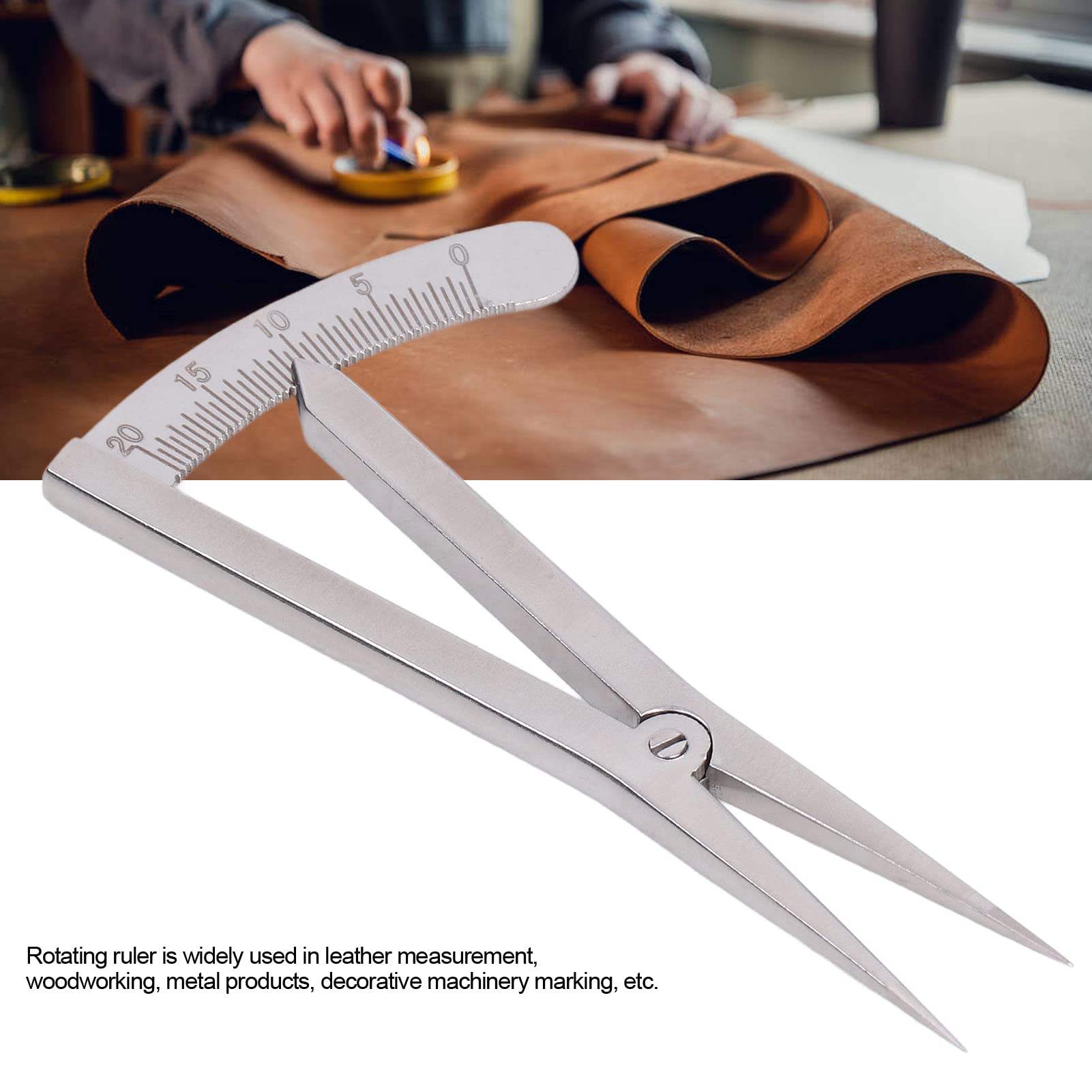 QANYEGN Divider Marking Gauge, Stainless Steel Leather Compass, Marking Gauge Fit for Leather Art Projects(Self locking line gauge)