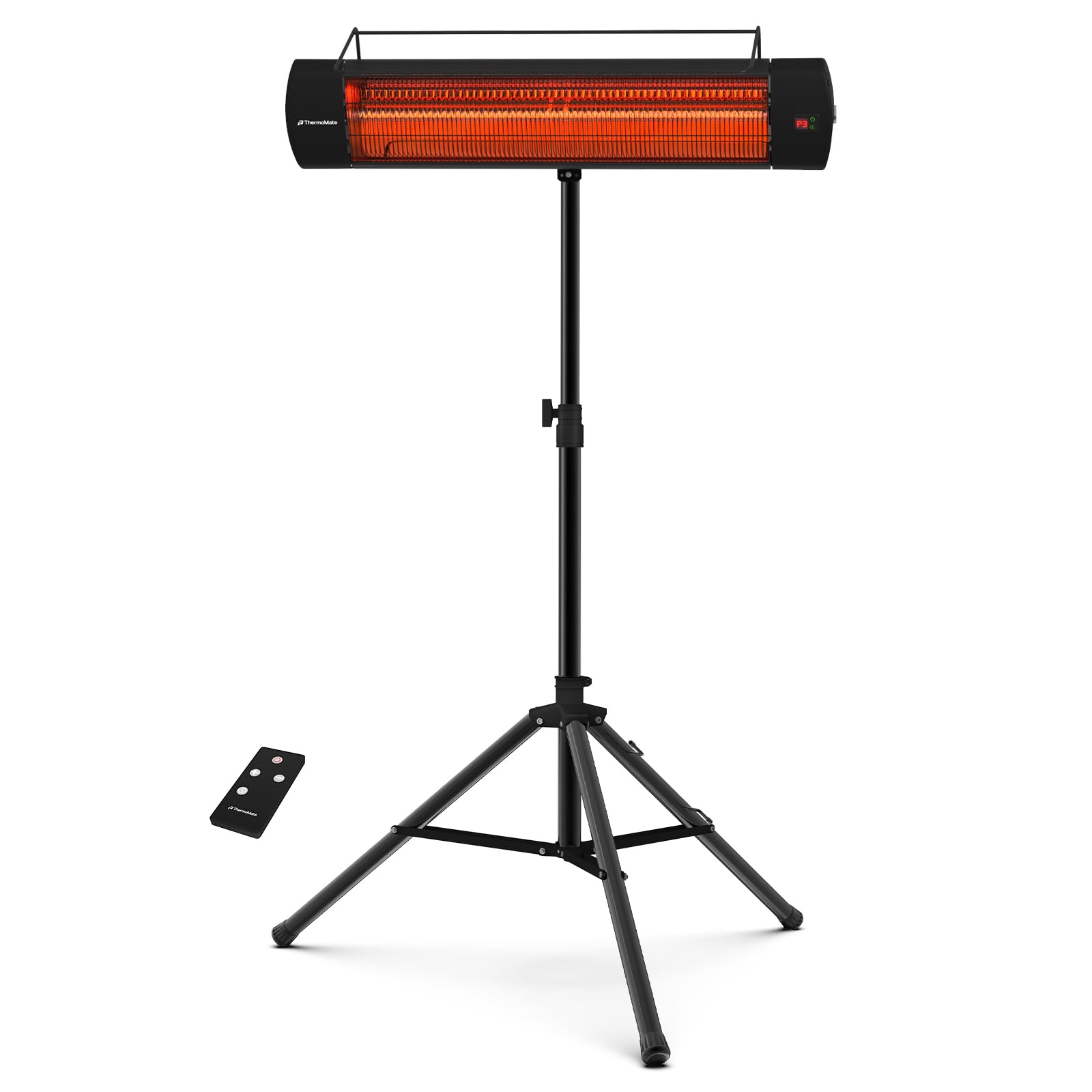 ThermoMate Infared Patio Heater for Outdoor with Tripod Electric 1500W IP65 Waterproof with Remote 3 Heating Levels 24H