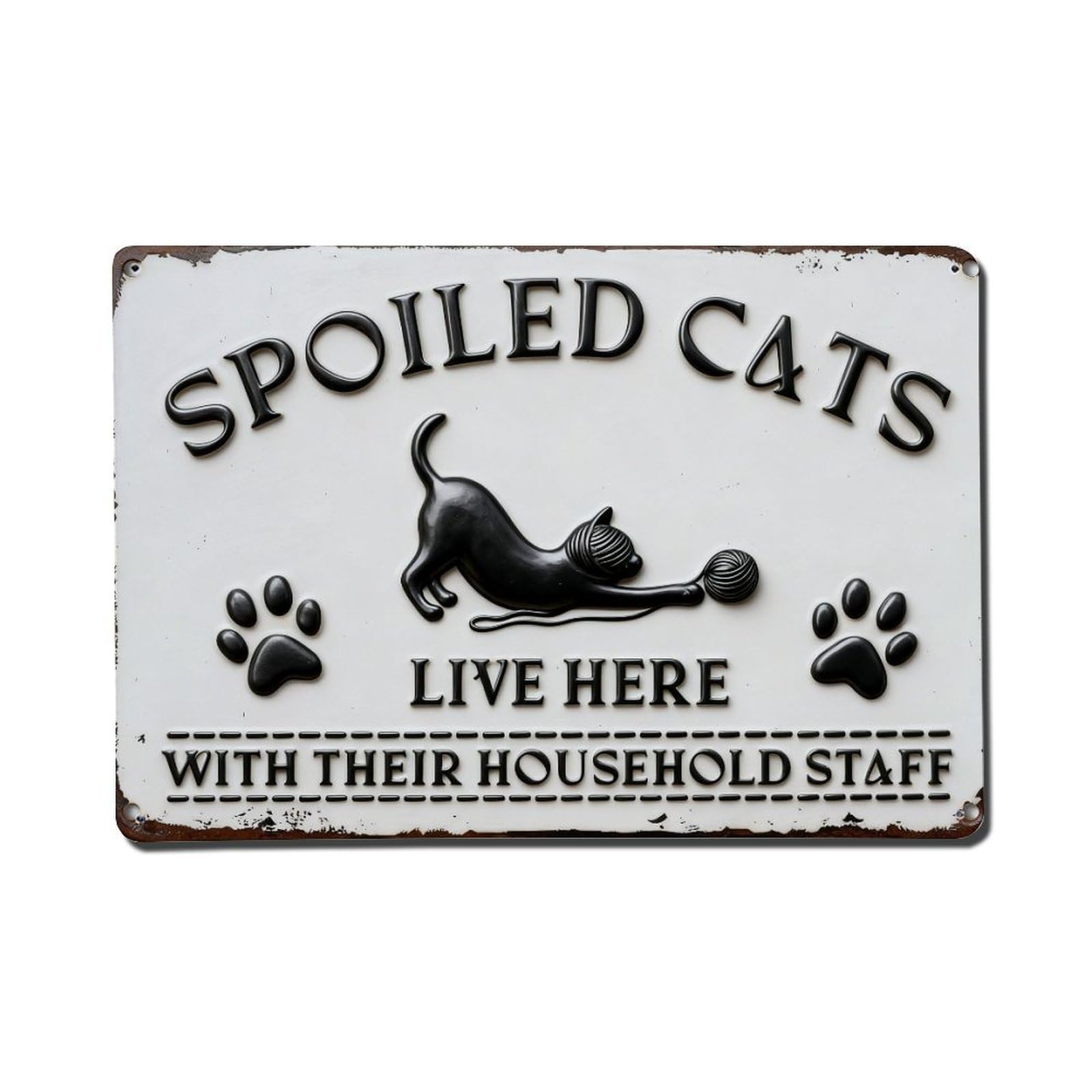 Iageret Vintage Spoiled Cats Live Here With Their Household Staff_2 Metal Tin Sign Retro Wall Decor, Bar Garage Cafe Kitchen Home Wall Art Poster Decoration 8X12inches
