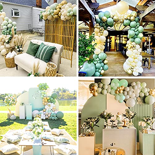 Olive Green Balloons 50 Pcs 12 Inch And White Sand Balloons 50 Pcs 12 Inch #TOP2