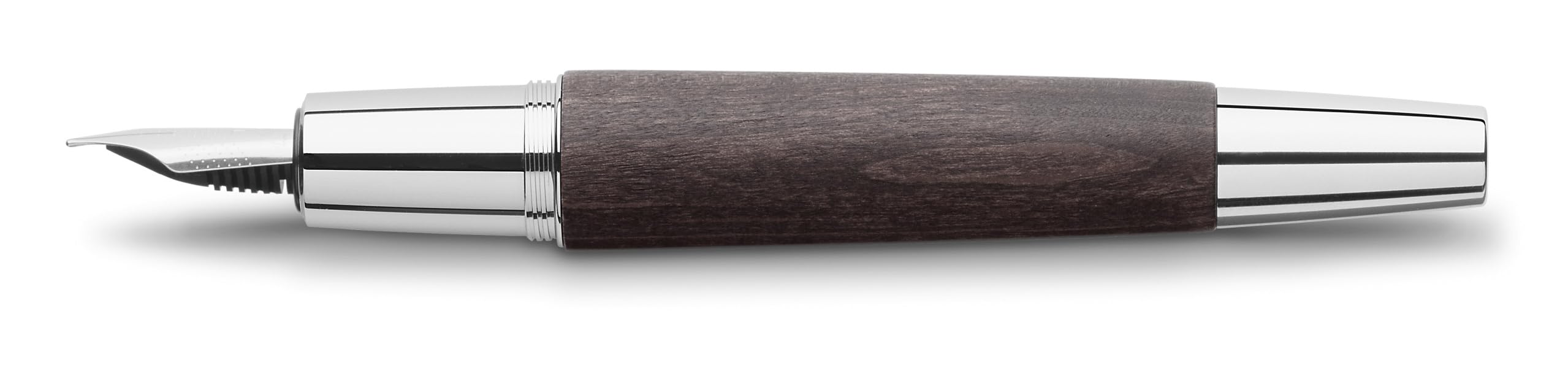 FABER-CASTELL - Stylo plume e-motion en bois chromé, plume EF, noir | Stylo plume au design raffiné en bois, doté d'une plume de haute qualité et présenté dans un coffret cadeau