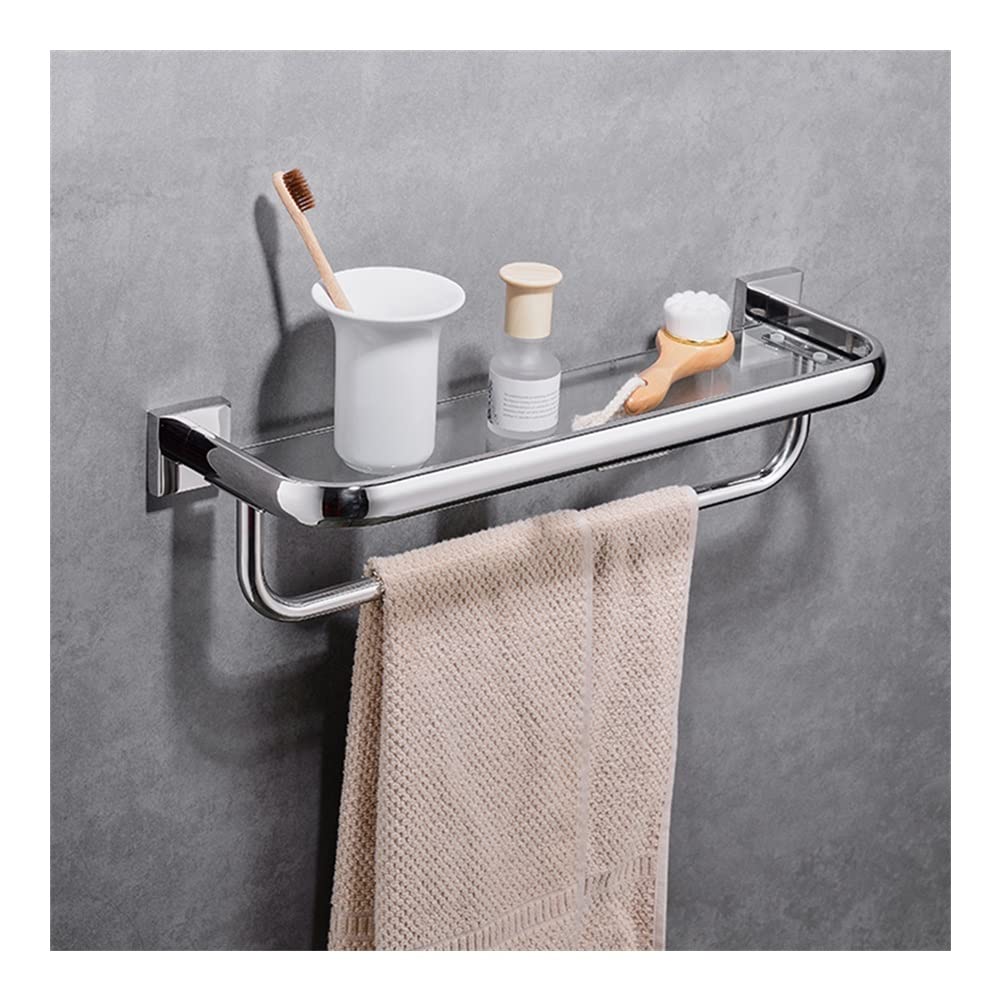 GTFDXJ Shower Caddy Stainless Steel 304 Bathroom Shelves Hardware Glass Chorme Plated Polished Rack Punch Wall Mounted Shelf