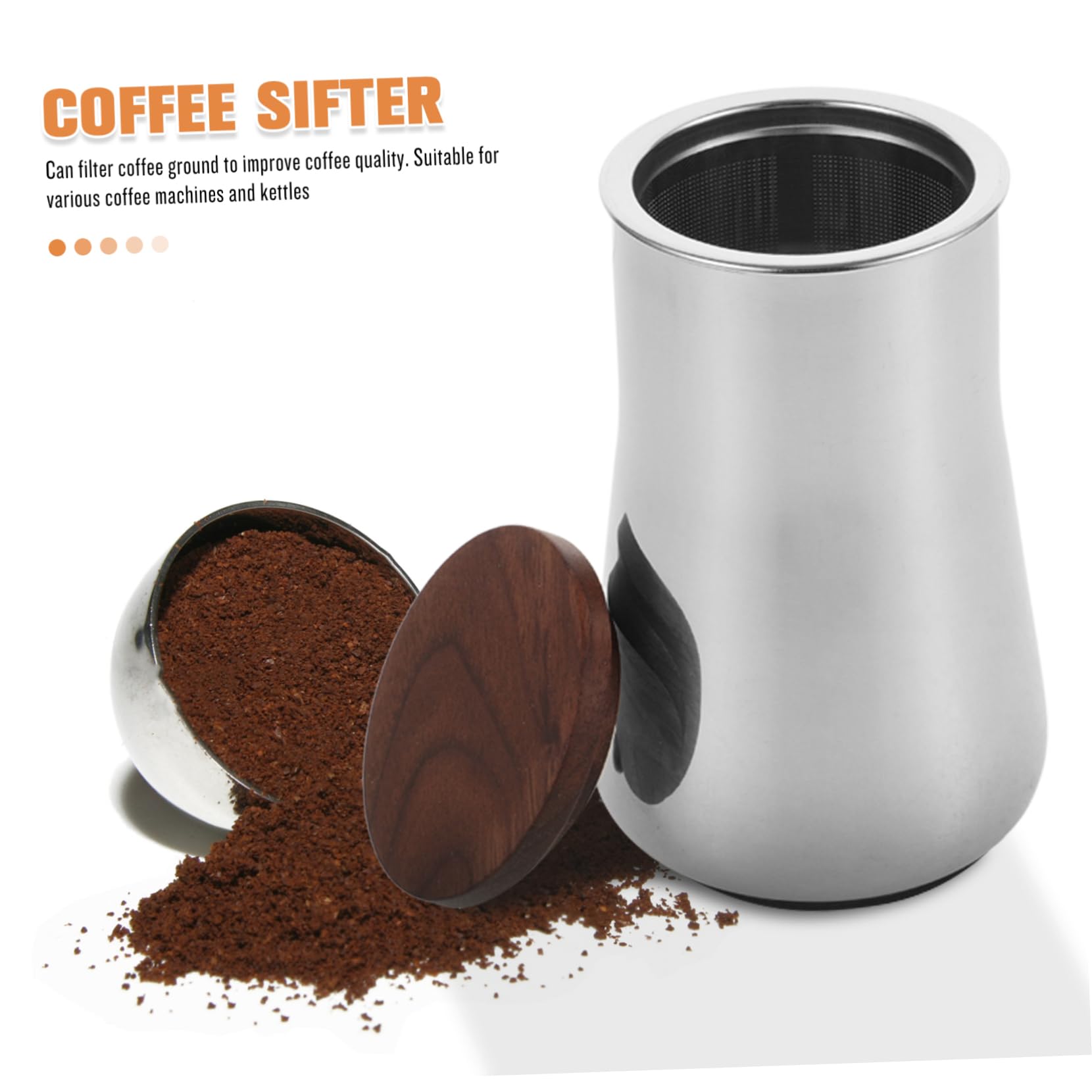 Veemoon Sifter De Café De Acero Inoxidable Malla Fina Recipiente Para Filtrar Café Molido y Sifón De Polvo Accesorio Práctico Para Cafeteras y Preparación De Bebidas