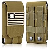 IronSeals Tactical Molle Phone Cover Case, Heavy Duty Loop Belt Holster Pouch with Flag Patch for iPhone 17 Pro Max/Air/17 Pro/17/16 Pro Max/15 Pro Max/14 Pro Max/13 Pro Max, for Galaxy S24 Ultra