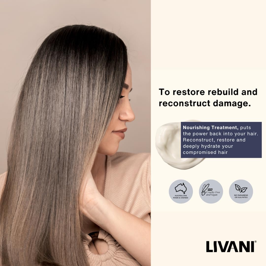 LIVANI Nourishing Treatment | TO RESTORE, REBUILD & RECONSTRUCT DAMAGED HAIR | Australian made, 100% Vegan, Australian Botanical Ingredients, No Nasties, Clean beauty | 12.68 FL.oz