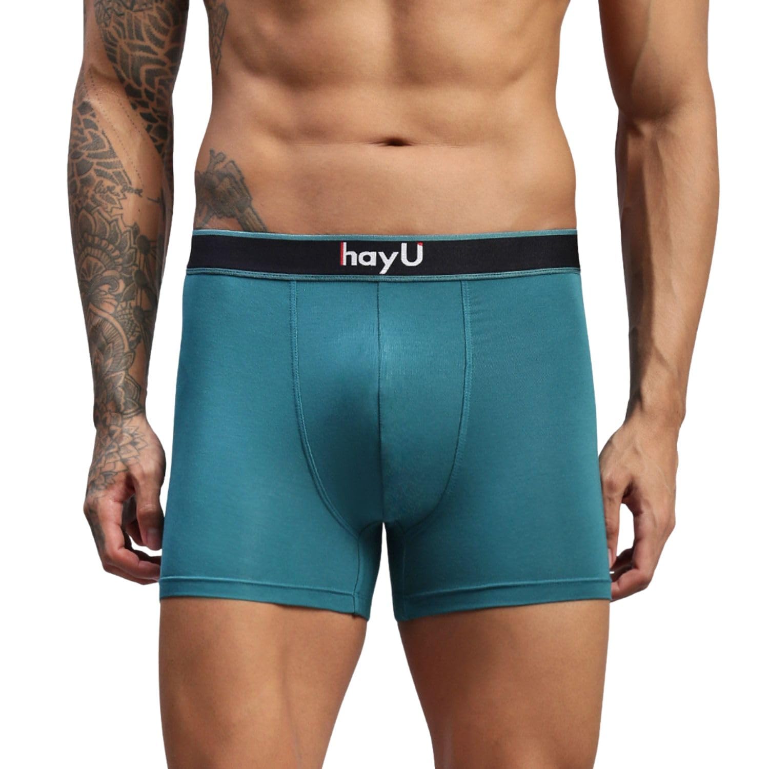 Teal Men Modal Solid Trunks-image-7