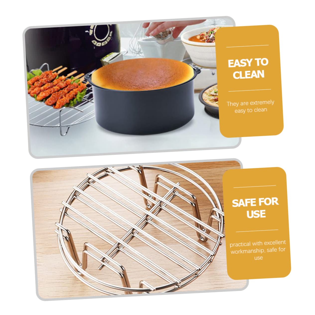 TOPBATHY Teglia per Friggitrice ad Aria Teglia per Dolci Set di Teglie da Accessori per Friggitrice ad Aria da Forno in Acciaio Inossidabile
