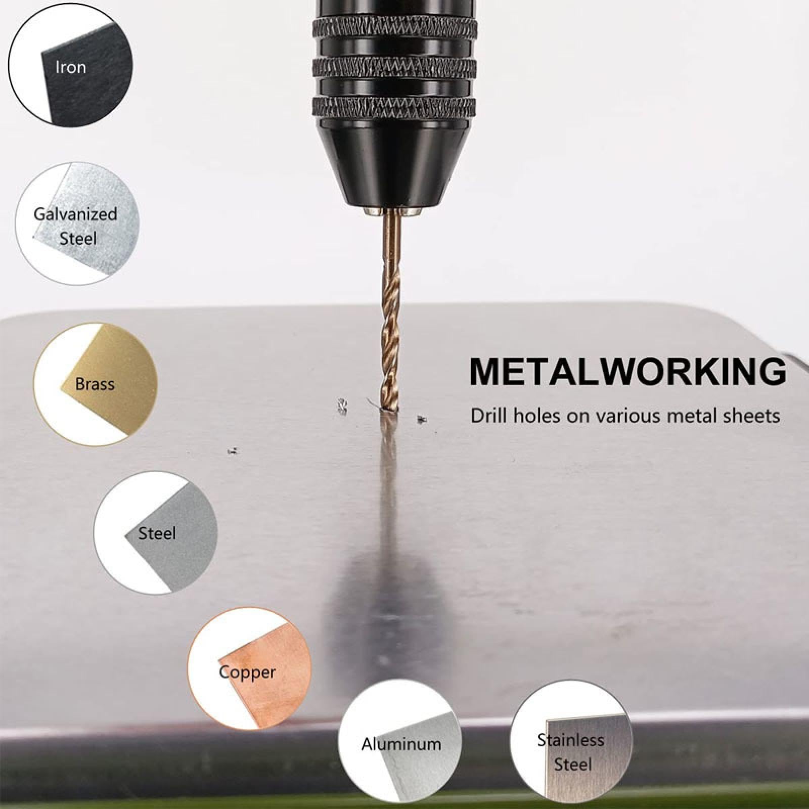 Juego de brocas helicoidales de cobalto para metal, acero inoxidable duro, hierro fundido, madera, aluminio y cobre, con vástago redondo (broca de cobalto 50)