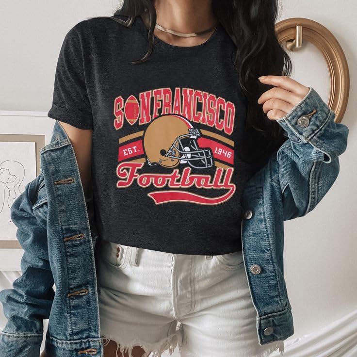 Women's Football Team T-Shirts - Vintage & Casual Short Sleeve Tees for Fans - Image 2