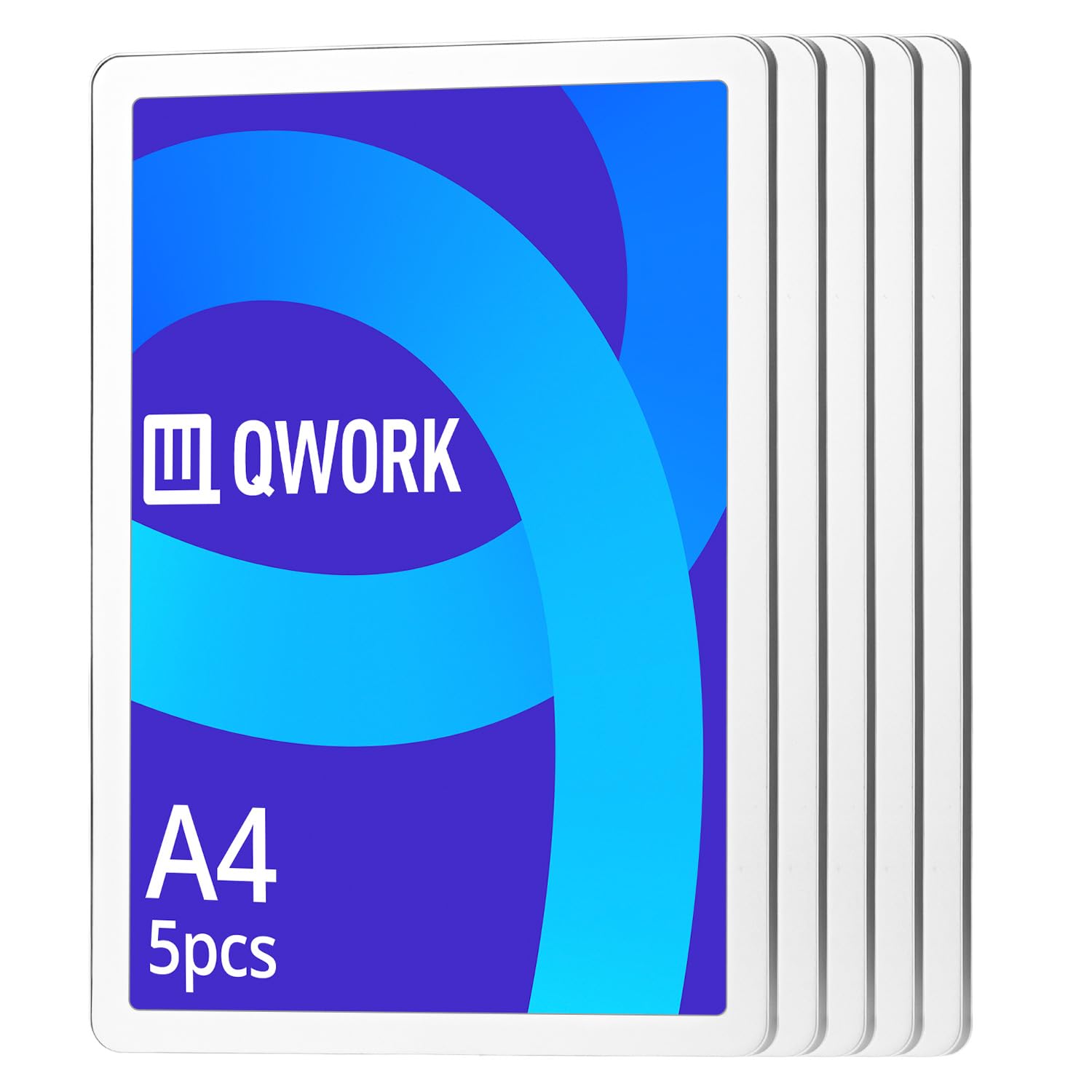 QWORK® A4 Poster Frames, Silver 10mm Aluminium Magnetic Frames for Posters, Photos, Artwork