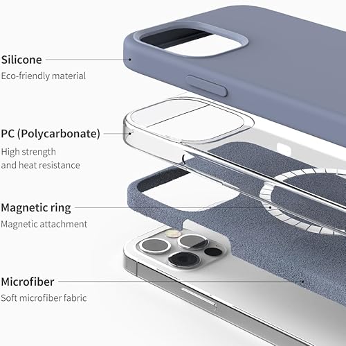 Miniatura 2 de Sinjimoru Funda magnética de silicona para iPhone 15 Pro Max, antipolvo y compatible con Magsafe, funda de silicona para iPhone 15 Pro Max para