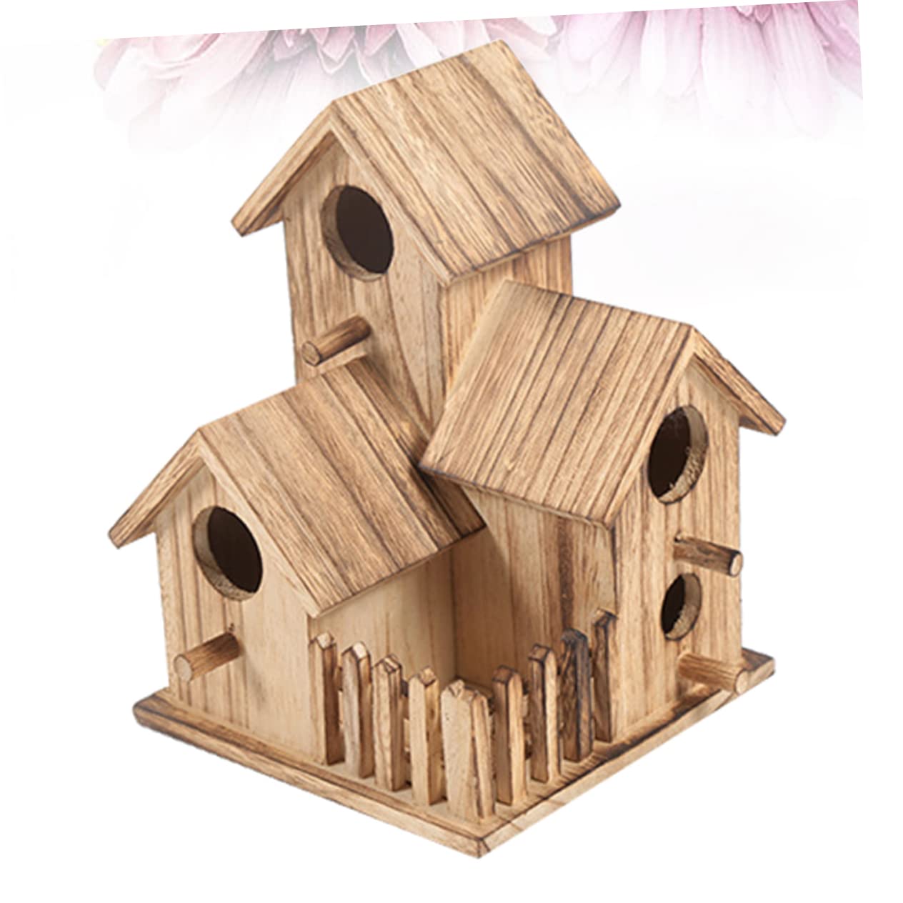 TOYANDONA Multi Bird Nest Wide Entrance House for Outdoor Garden for Birds Like Parrots and Canaries Light Brown Finish for DIY Decoration