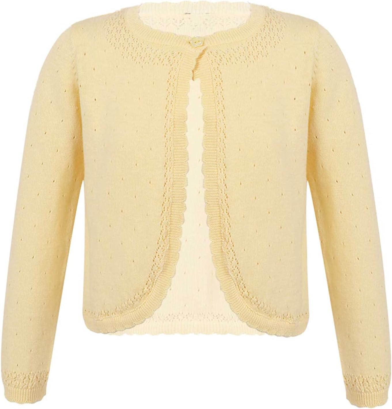 Freebily White Kids Girls Long Sleeves Bolero Jacket Shrug Short Cardigan Sweater Dress Cover Up