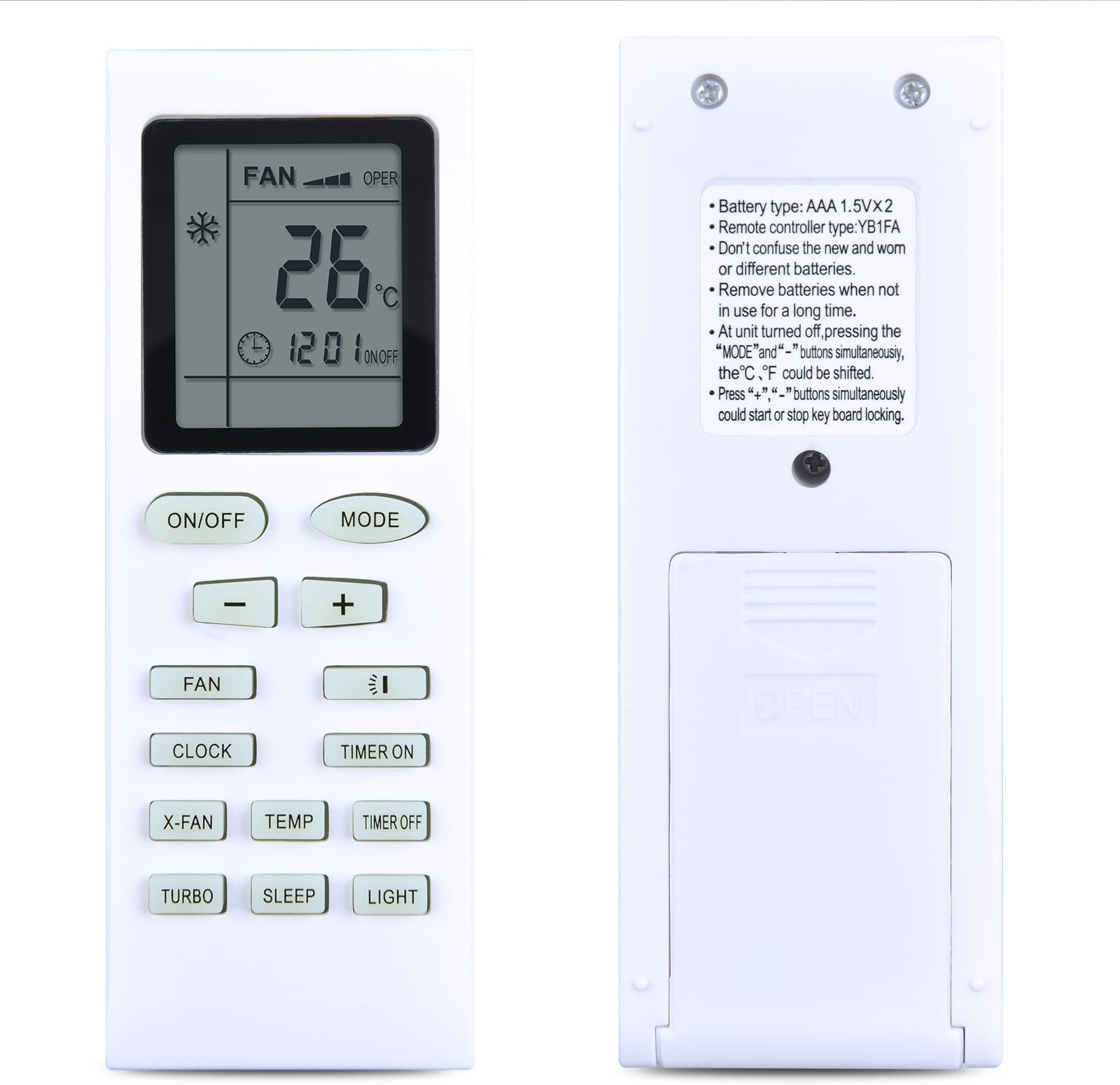 New YB1FA Replacement AC A/C Remote Control Compatible for GREE Air Conditioner YBOF YBOF1 YBOF2 YBOFB YB1F2 YB1F2F YB1FAF Y502K