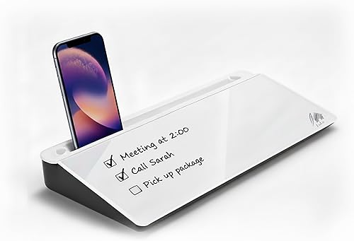 Miniatura 10 de Pizarra blanca de escritorio pequeña, tablero de borrado en seco de cristal, soporte para teclado de computadora, almohadilla de superficie con