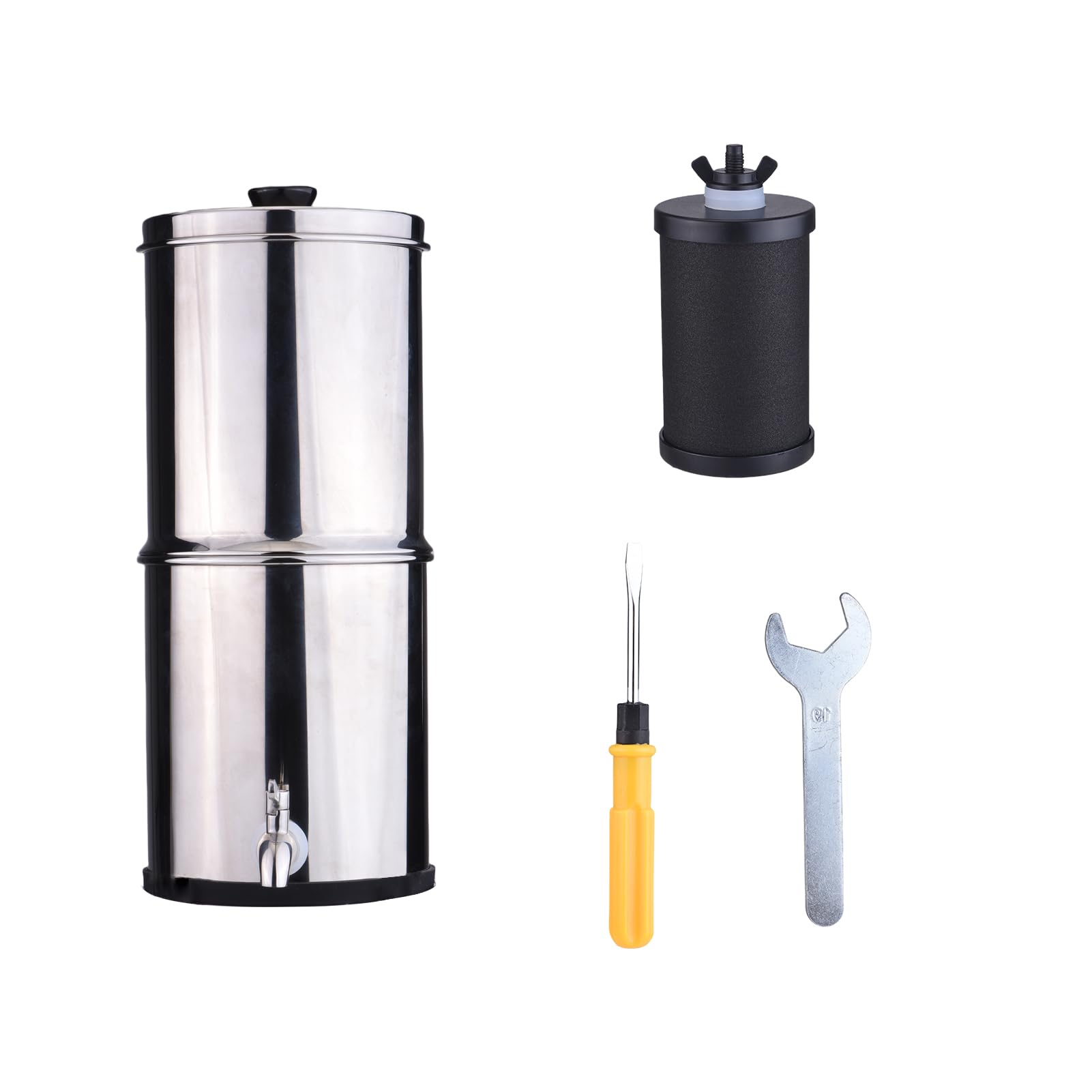 Filtro de Agua para Encimera, 1 Galón, 3 Etapas, 0,01 Micras, Ultrafiltración que Reduce el 99,9% del Cloro, Purificador de Agua, Filtro de de Acero Inoxidable con Espiga de Metal y Soporte