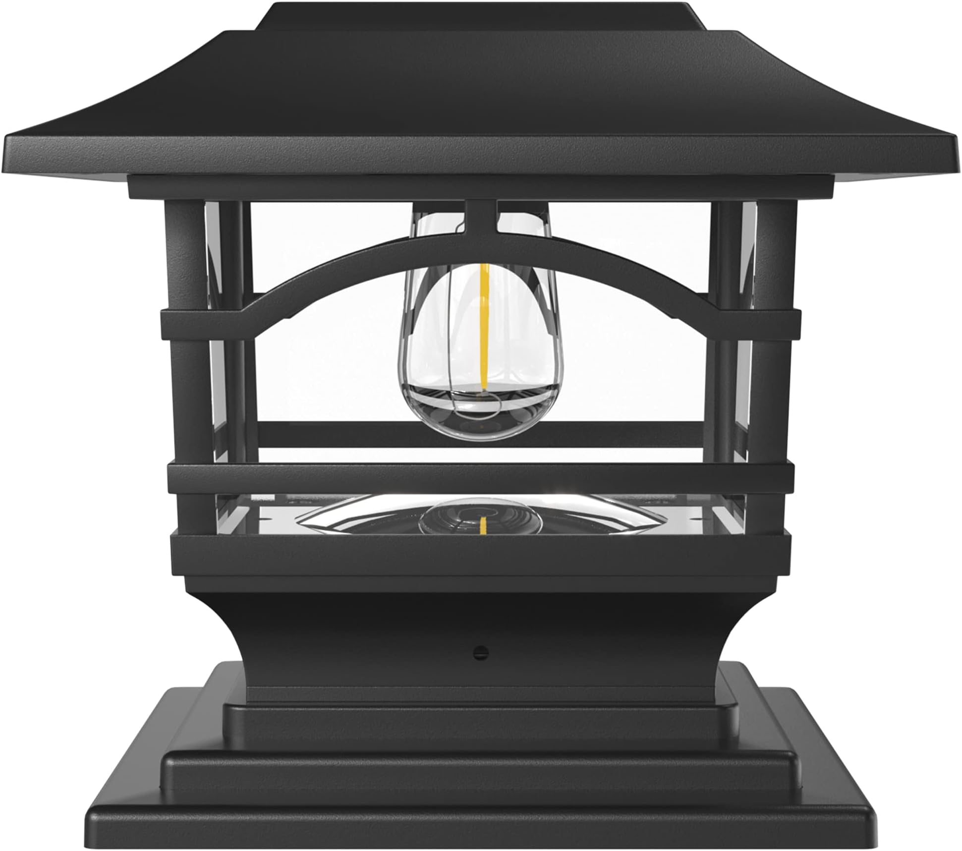 Davinci Lighting Edison Solar Outdoor Post Cap Lights - 4x4 5x5 6x6 - Bright LED Light for Fence Deck Garden or Patio Posts - Slate Black (1 Pack)