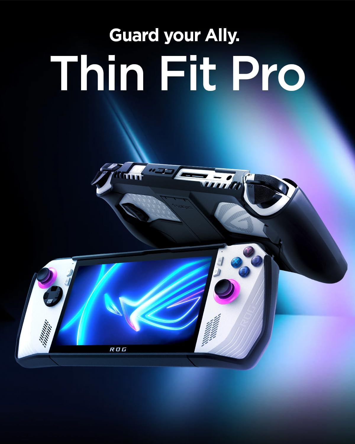 Spigen Thin Fit Pro ASUS ROG Ally (2023) RC71L Case with Kickstand (2023) Protective TPU & PC Cover with Shock-Absorption Anti-Scratch Protector - Black