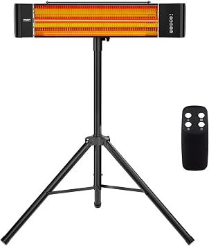 Bonnlo 1500W Outdoor Electric Heater with Remote & Timer, Patio Freestanding/Wall-mounted Heater with Adjustable Heights, 3 Modes & 3s Instant Heating for Indoor Outdoor Backyard Garage