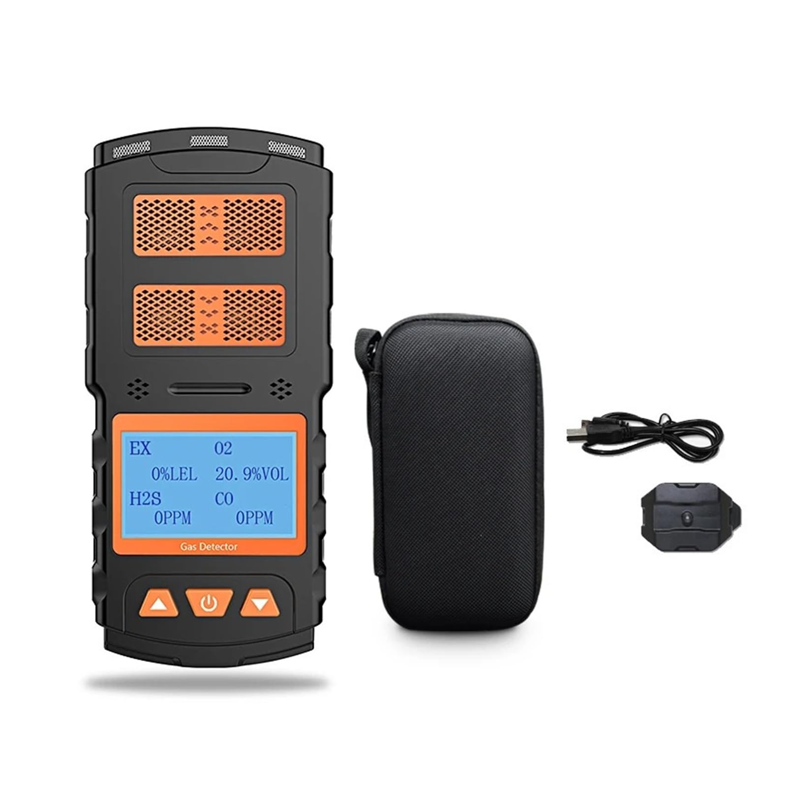 Rilevatore portatile multigas EX O2 H2S CO con display LCD, misuratore di gas con luce e suono ricaricabile for lavoro e casa Interno/esterno(CH2O)
