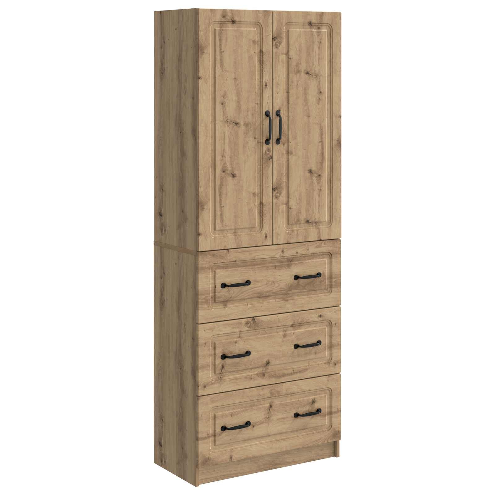 Set di 2 armadi in rovere Artisan, cassettiera con 3 cassetti e 2 ante, armadietto in legno per corridoio e soggiorno, design moderno, 66 x 34,5 x 87 cm