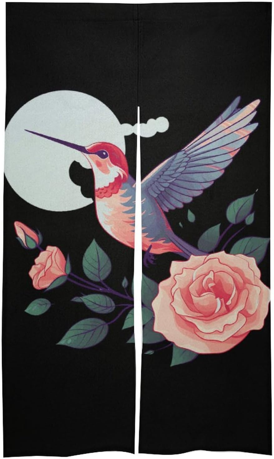 Hummingbird Rose Flower Door Curtain Blackout Door Cover Curtains Door Screen for Home Accessories