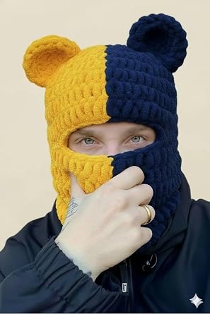 Ay c k Kulakl  Unisex Bere Balaklava, Sar -Lacivert