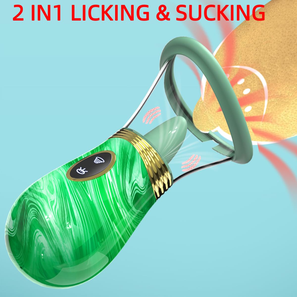 Vibromasseur suceur, stimulateur clitoridien, 7 modes de vibration, 7 modes de léchage de langue, stimulateur anal pour tétons, masseur pour point G (Vert)