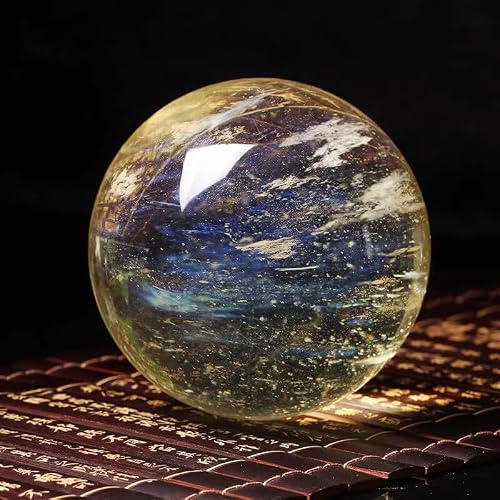 ICXLPMC Yellow Crystal Ball Smelting ore Home Office Ornaments Hand-Polished,140mm