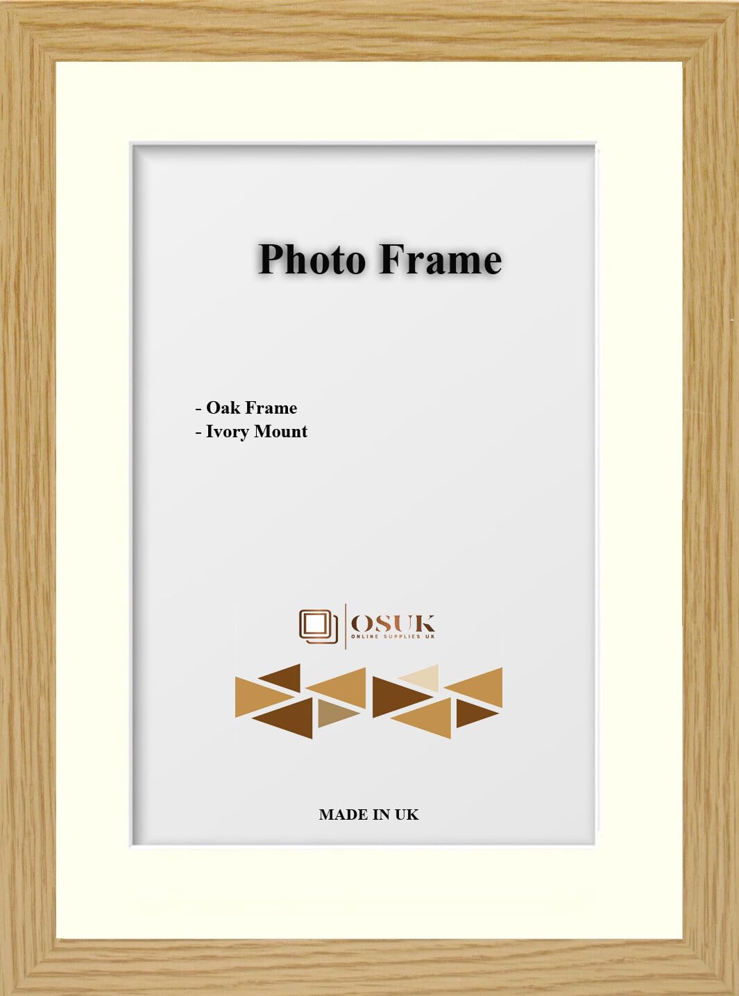 OSUK A5 For A6 Picture - Clear Perspex Window With MDF Backing - Modren Oak Premium Photo Frame With Ivory Mount Wall Mount Portrait & Landscape