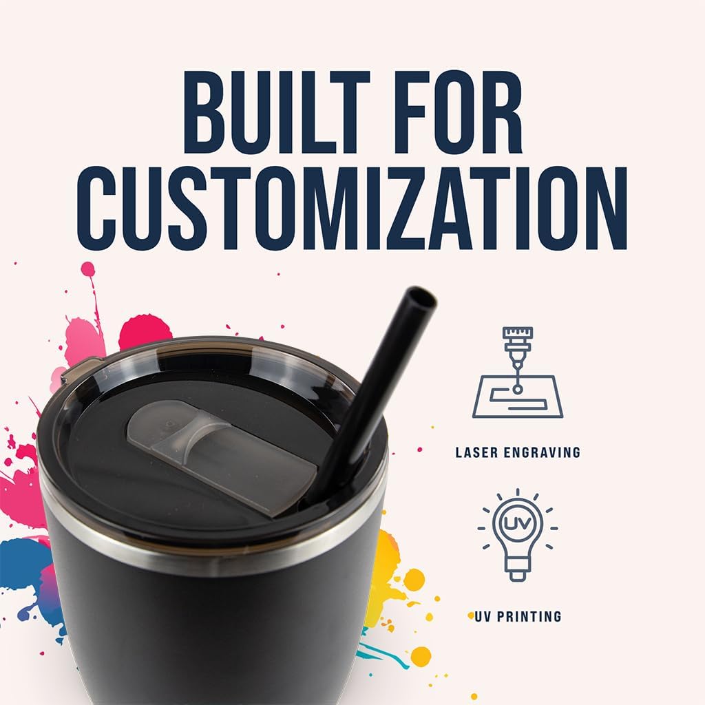 Hogg 30 oz Modern Curve Case (24 Units) - Black, Powder Coated Tumblers for Laser Engraving, Engravable Tumblers Bulk, Stainless Steel Cups Bulk, Insulated Cups with Lids and Straws