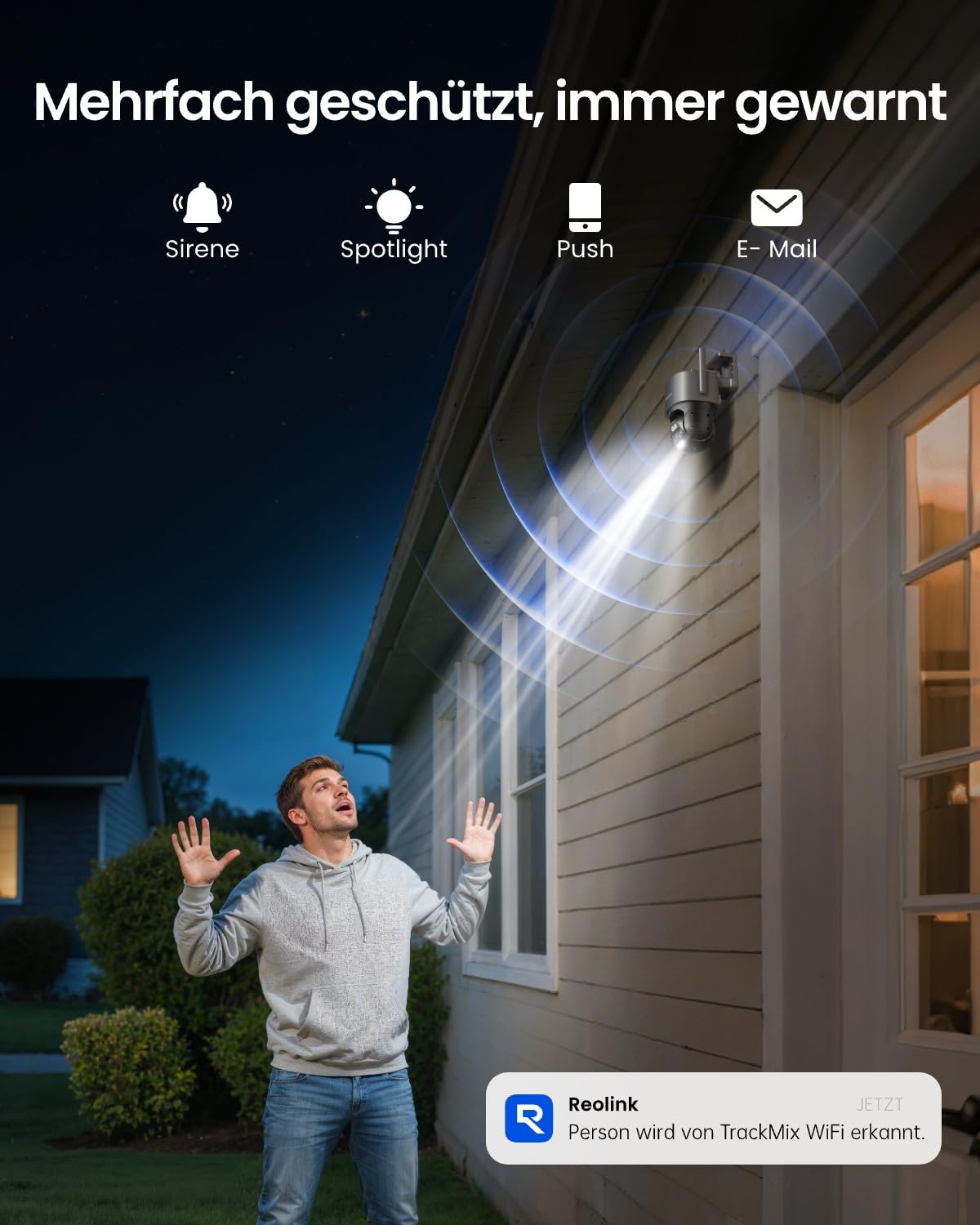 Reolink Home Hub Mini mit TrackMix WiFi Grau, 4K 8MP PTZ Überwachungskamera Aussen WLAN mit Auto-Tracking-Zoom, Dual-Objektiv, Smart-Erkennung, Farbnachtsicht, Außenkamera, Einmaliger lokaler Speicher