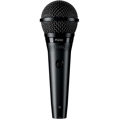 Shure PGA58 Dynamic Microphone - Handheld Mic for Vocals with Cardioid Pick-up Pattern, Discrete On/Off Switch, 3-pin XLR Connector, 15' XLR-to-QTR Cable, Stand Adapter and Zipper Pouch (PGA58-QTR)