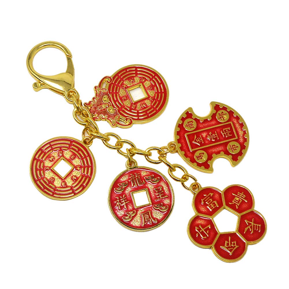 Feng Shui Success and Wealth Coin Amulet Coins Keychain W4133