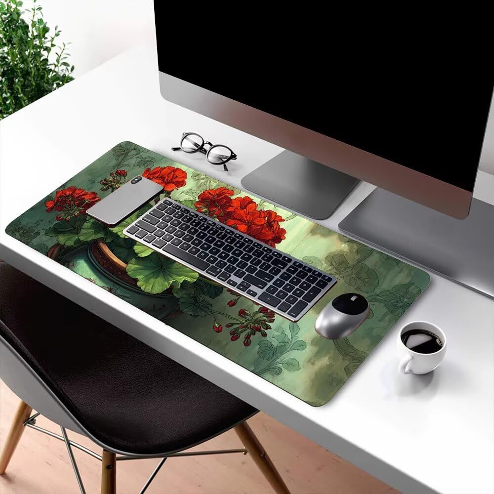 Podkładka pod mysz dla graczy, 1800 x 900 x 3 mm, czerwona XXL rozszerzona podkładka pod mysz z antypoślizgową gumową podstawą, podkładka pod mysz, do komputera, biura, domu r-712