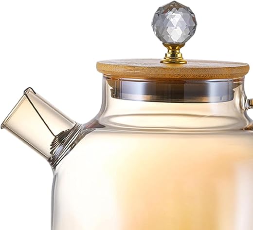 ECOVISTA Glass Tea Pot Kettle Wooden Lid Milk Jug Coffee Pitcher Airtight with Filter Light Brown 1L | Tea Kettles | Home & Garden | Kitchen, Dining & Bar | Tea Kettles