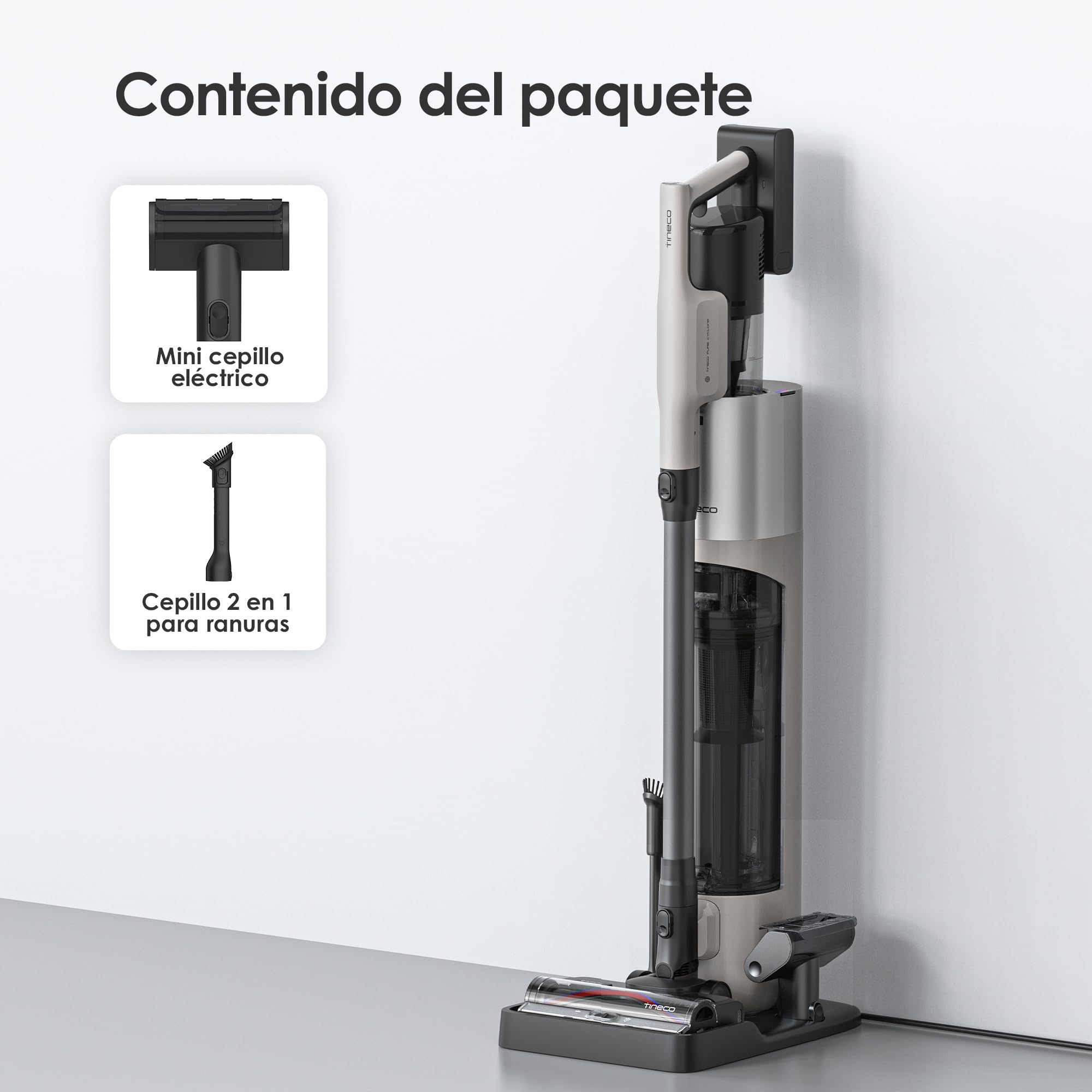 Tineco Pure One Station 5 Pro - Recolección automática de Polvo - Auto-Limpieza Completa - Aspirador inalámbrico 200AW*. Cepillo ZeroTangle. hasta 100 Minutos de autonomía